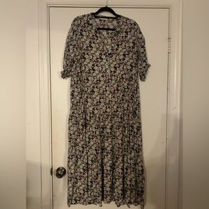 SALE Natural Life Boho Tiered  floral dress Medium -- comfy feminine pretty!